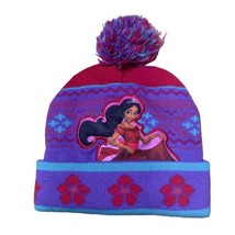 Disney Princess Elena of Avalor Cuffed Girls Beanie Pompom Purple Red on... - $7.38