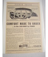 1939 Ad GM Body By Fisher Comfort Made To Order - $7.99
