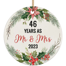 46th Wedding Anniversary Ornament 46 Years As Mr And Mrs Wreath Christmas Gift - £11.83 GBP