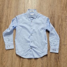 Calvin Klein Boy&#39;s Collared Dress Shirt ~ Sateen ~ Sz 8 ~ Blue ~ Long Sleeve - £8.46 GBP