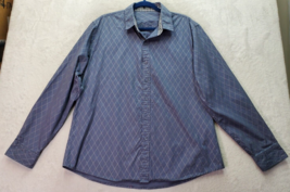 Coofandy Dress Shirt Mens XL Blue Silver Metallic Long Sleeve Collar But... - $20.28