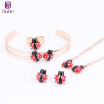 Fashion Girl Jewelry Lovely Ladybug Children Necklace Bangle Earring Ring Kids B - £16.58 GBP