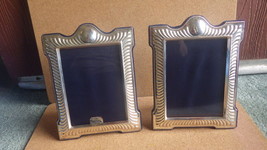 Pair Carrs 1995 Sheffield England Sterling Silver Art Deco Photo Frames 3.75x5 - £195.26 GBP