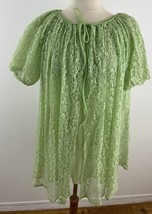 Vintage Women&#39;s L Green Chiffon Babydoll Short Gown &amp; Lace Short Robe Se... - £26.90 GBP