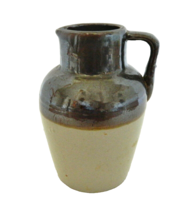 Whiskey Moonshine Molasses Jug Two Tone Glazed Stoneware With Spout 6&quot; Tall - £17.36 GBP