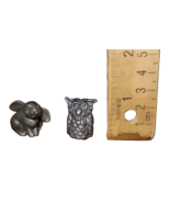 Vintage WWA Inc. Pewter Bunny Rabbit Figurine Miniature &amp; Owl 1973 Fores... - $213.11 MXN