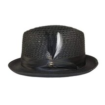 Men's BRUNO CAPELO Stingy Brim Fedora Braid Straw Hat Santa Cruz SC616 Black image 5