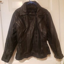 UNIK  Leather Womens Vintage Motorcycle Jacket Size L Zip Out Liner Heavy  - £26.35 GBP