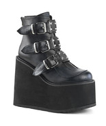 DEMONIA SWI105/BVL Wedge Platform Punk Gothic Buckle Straps Women&#39;s Ankl... - $149.01 CAD