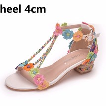 Crystal Queen Women Wedding Shoes Sandals White Lace Flowers Tassel Bridal Fine  - £45.16 GBP