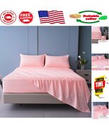 Soft &amp; Breathable Microfiber Bed Sheet Set, 4 Pieces, Blush Pink - Full ... - $830.66 MXN