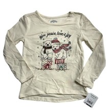 Holiday Time Girl&#39;s Long Sleeve Graphic T Shirts L (10-12) Give Peace Love Joy - $8.90