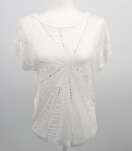 White House Black Market Sweater Women White Open Knit Cap Sleeve Rhinestone - £19.09 GBP