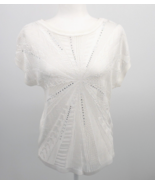 White House Black Market Sweater Women White Open Knit Cap Sleeve Rhinestone - $24.16