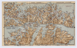 1912 Original Antique Map Of North Cape Nordkapp Tromsø Tromso Vicinity Norway - $26.09