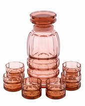 Wiener Werkstätten Josef Hoffmann for Moser Rose Crystal Decanter with 6 glasses - £706.09 GBP