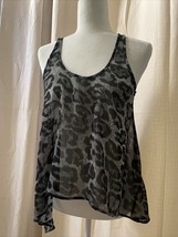 Audrey 3 +1 Tank Top Women’s Size M Cheetah Print Loose Fit Polyester Sheer - £4.62 GBP