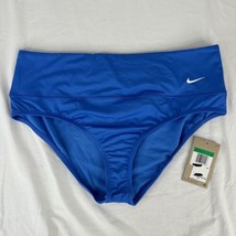 NEW Nike Swimsuit Brief Womens XL Blue High Waisted Zip Pocket Swim Bott... - $36.49