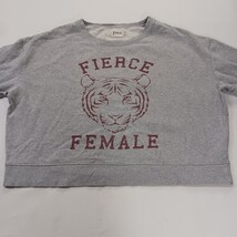 Pact Organic Cotton Crop Sweatshirt Gray FIERCE FEMALE Graphic Pullover Womens L image 11