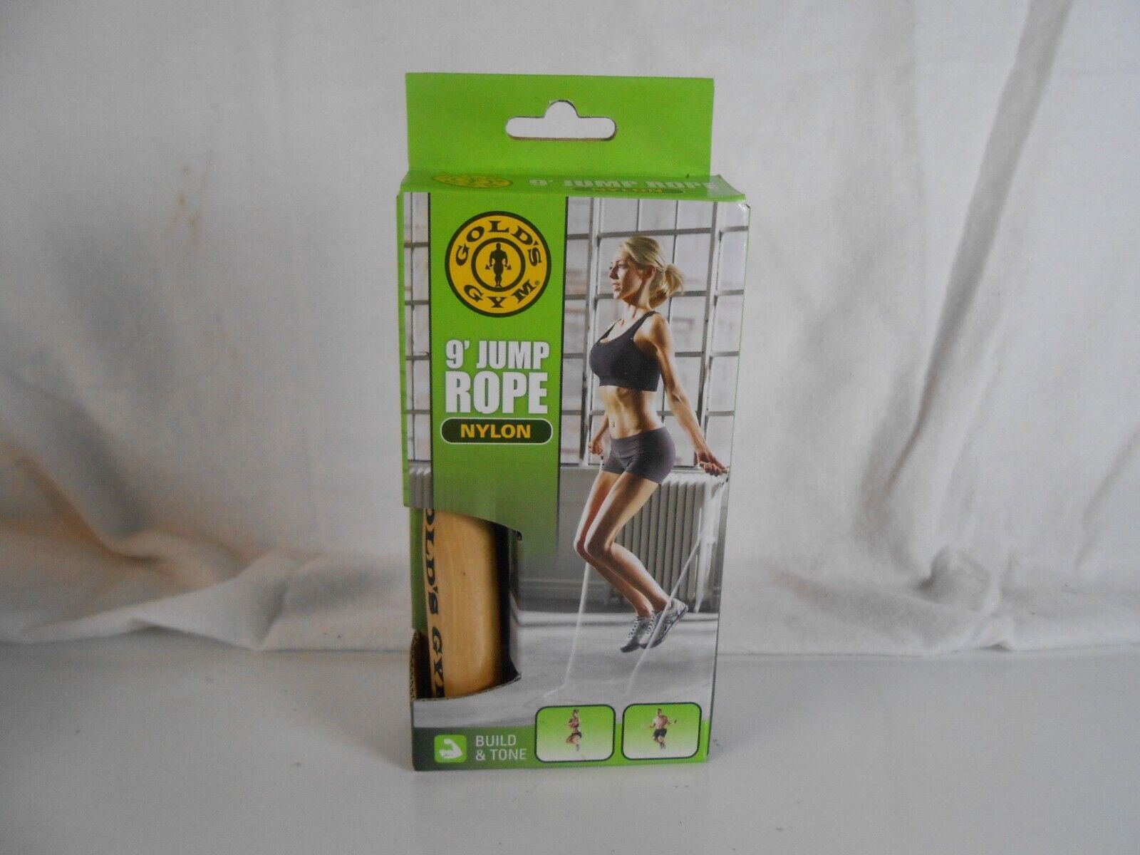 GOLDS GYM 9&#39; Wooden Handle Jump Rope NYLON New In Package - $5.90