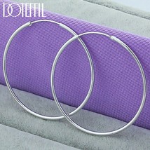 925 Sterling Silver Smooth 50Big Circle Hoop Earrings For Women Wedding Engageme - £10.50 GBP