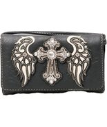 Western Rhinestone Cross Angelic Wings Women Crossbody Wristlet Wallet (... - £17.69 GBP