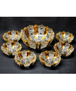 RARE Antique US Glass Company STARS &amp; BARS Crystal 7-Pc Fruit Dessert Bo... - $152.44