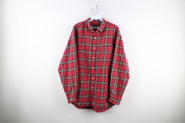 Vtg 90s Gap Mens Size Large Faded Collared Flannel Button Down Shirt Red Plaid - £34.99 GBP