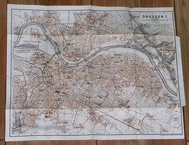 1925 Original Vintage Map Of City Of Dresden / Saxony Sachsen / Germany - £19.06 GBP