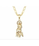 18k Layered Real Gold Filled Gucci chain With San lazaro Pendant 24&quot; - $285.56 MXN