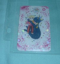  Sailor Moon Prism Sticker Card cute luna cat hugging / hold plush toy - £5.48 GBP