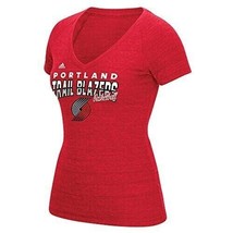 Adidas Women&#39;s Portland Trail Blazers V-Neck Short Sleeve T-Shirt, Red, XL - £14.78 GBP