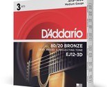 3 Sets D&#39;Addario EJ-17 Acoustic Guitar Strings EJ17-3D Phosphor Bronze M... - $42.99