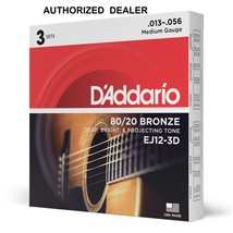 3 Sets D&#39;Addario EJ-17 Acoustic Guitar Strings EJ17-3D Phosphor Bronze M... - £33.73 GBP