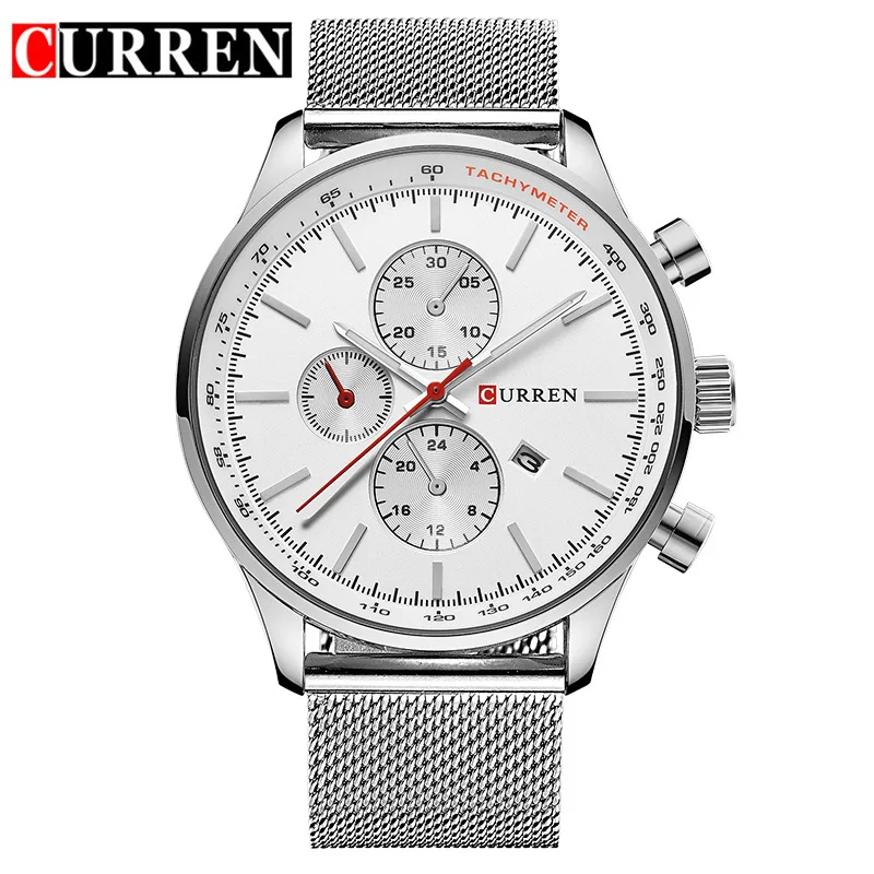 CURREN Fashion Mens Watch Clic Black Wristwatch Steel Belt  Calendar Business Wa - £85.50 GBP