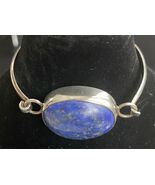 Vintage Blue Sodalite &amp; Sterling Silver Bangle Bracelet Fits 6&quot; wrist - €64,06 EUR