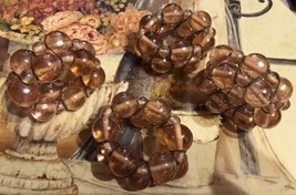 Peach Bubble Glass Beaded NAPKIN RINGS Set of 4 Bronzed Wire Wrapped  Pier One?  - £21.53 GBP