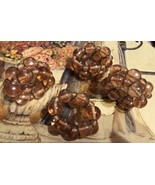 Peach Bubble Glass Beaded NAPKIN RINGS Set of 4 Bronzed Wire Wrapped  Pi... - $37.65 CAD
