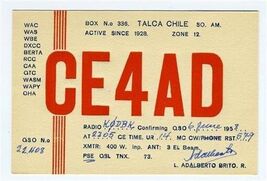 CE4AD QSL Card Talca Chile 1958 - $8.91