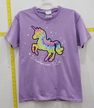 Charleston SC Youth Souvenir &#39;Unicorn&#39; Graphic T-Shirt Lilac Size L - £10.07 GBP