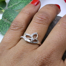 Real Sterling Flower Style Silver White CZ Women finger ring - £14.31 GBP