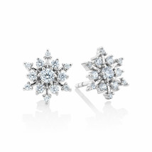 14K Placcato Oro Bianco 0.25Ct Taglio Rotondo Vero Moissanite Neve Orecchini - £104.59 GBP