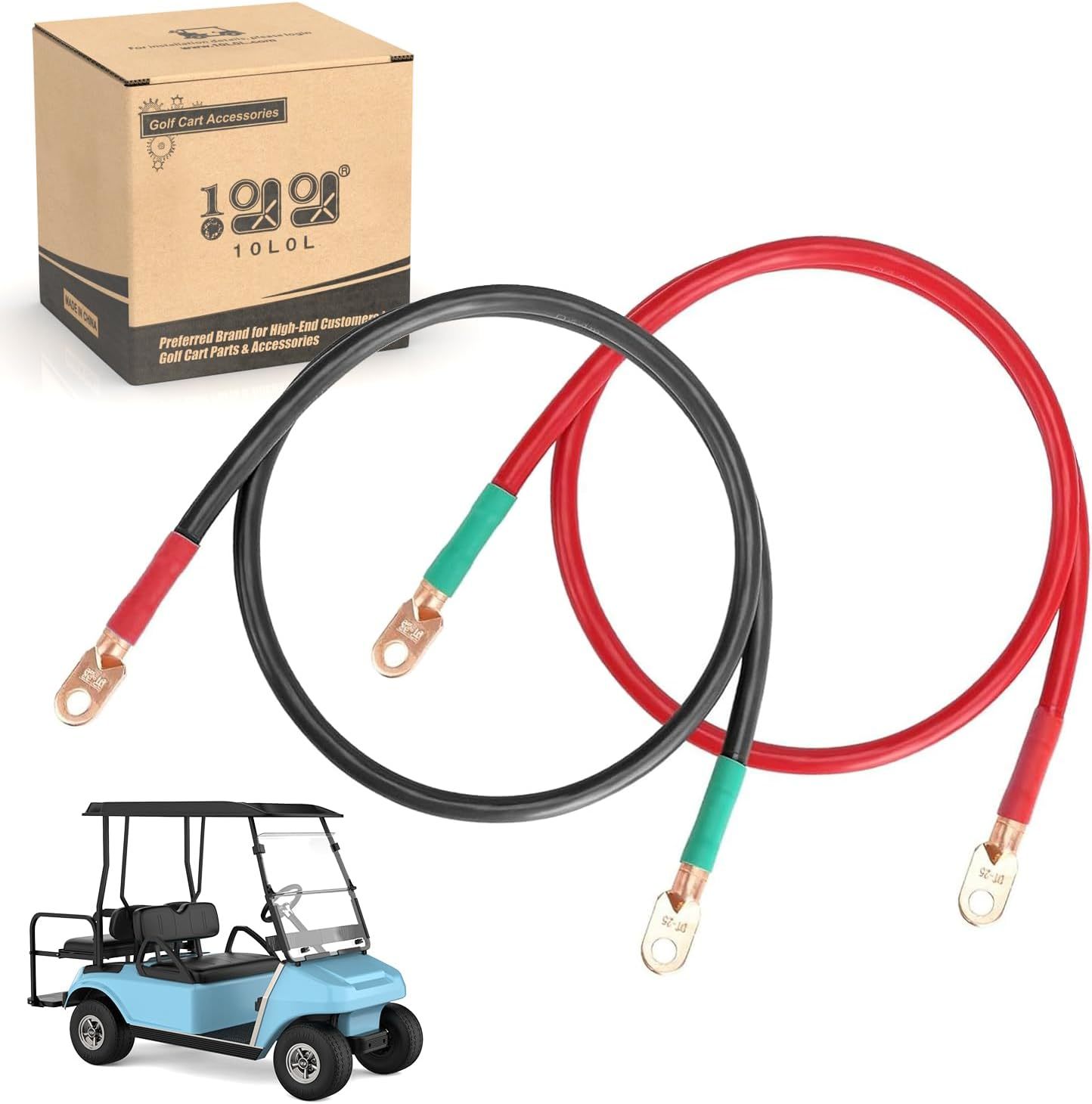 10L0L 25&quot; 4 Gauge Golf Cart Battery Inverter Cables Set 5/16 Inch Lug Fo... - $35.99