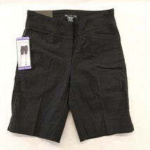 Hilary Radley Shorts Size 4 Stretch Black Flat Front Mid Rise Casual Sho... - $10.40