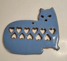 Ceramic Cat Wall Décor Plaque or Trivet Blue - £18.83 GBP