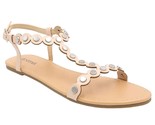 Justfab Women Flat Slingback Sandals Taesha Size US 8 Blush Studded - £16.61 GBP