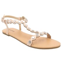 Justfab Women Flat Slingback Sandals Taesha Size US 8 Blush Studded - £16.55 GBP