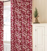 Floral Damask Rod-Pocket Homespun Insulated Curtain Panel, 42&quot; W x 84&quot; L - Red - £30.85 GBP