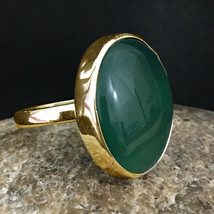 925 Sterling Silver Green Onyx Gemstone Rose Gold/Gold Plated Ring Women GRS1171 - £38.00 GBP+