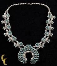 Navajo Turquoise Cluster &amp; Sterling Silver Naja Necklace - £1,409.37 GBP